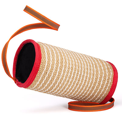 Thick Jute Dog Bite Tug Barrel with Handles for Wide Grip