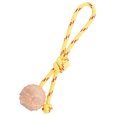 2 inch Training Dog  Ball on Rope  of Hollow Rubber -  Small