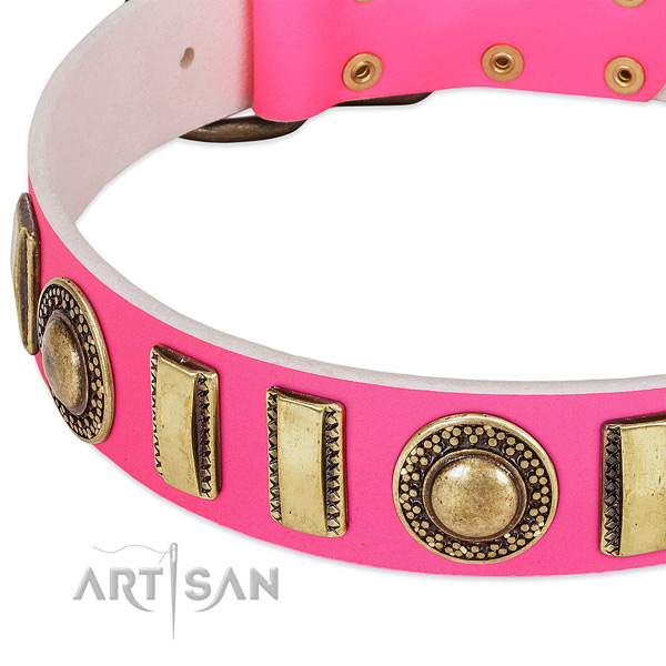 Versace Studded Leather Pet Collar - Pink