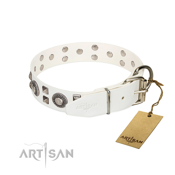 Comfortable to wear and usage leather dog collar won't cut into skin