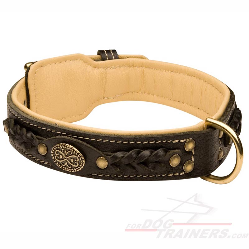 Wide Dog Collars for Large Dogs Rottweiler Pitbull Soft Leather Walking  Collar