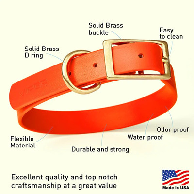 Viper Biothane Collar with Brass Hardware